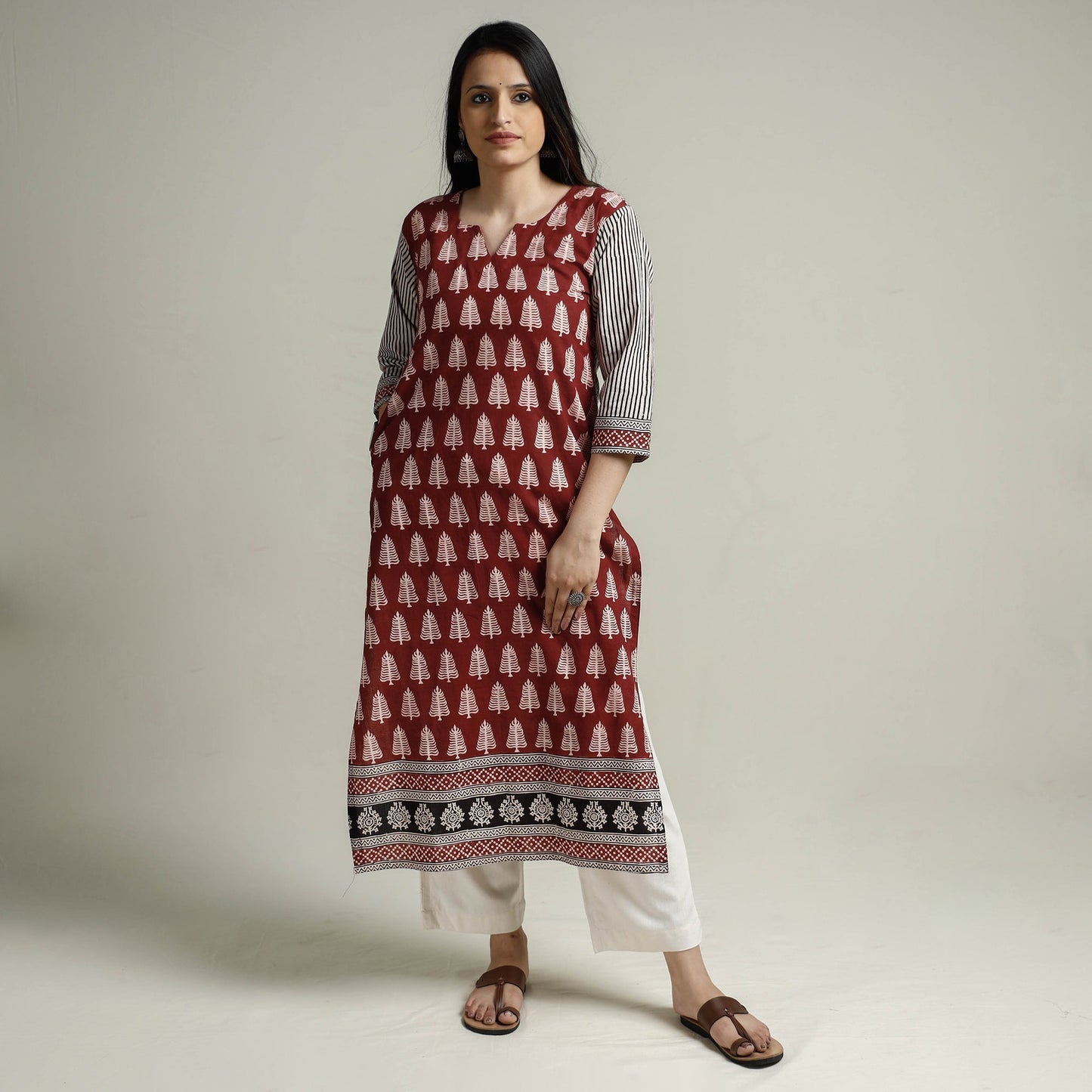 Block Print Cotton Straight Bagh Kurta For Women