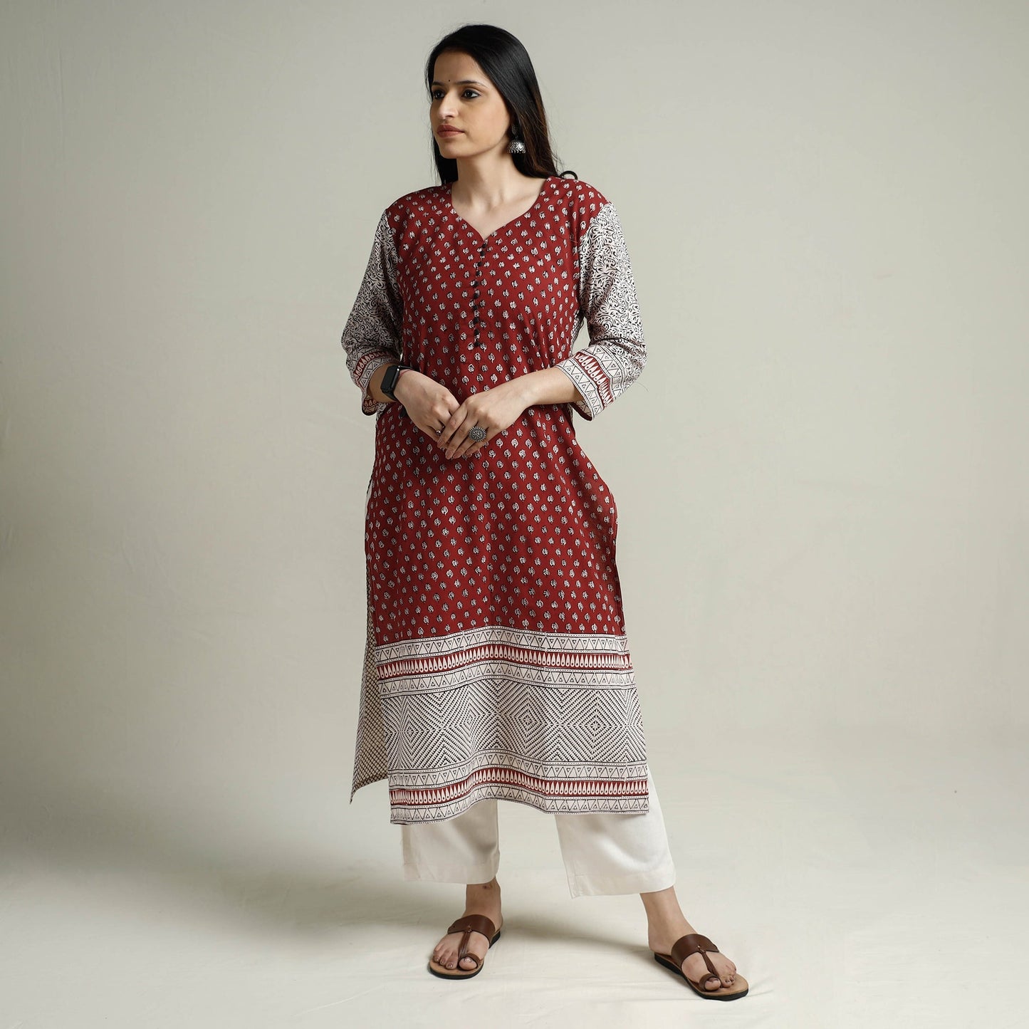 Block Print Cotton Straight Bagh Kurta For Women