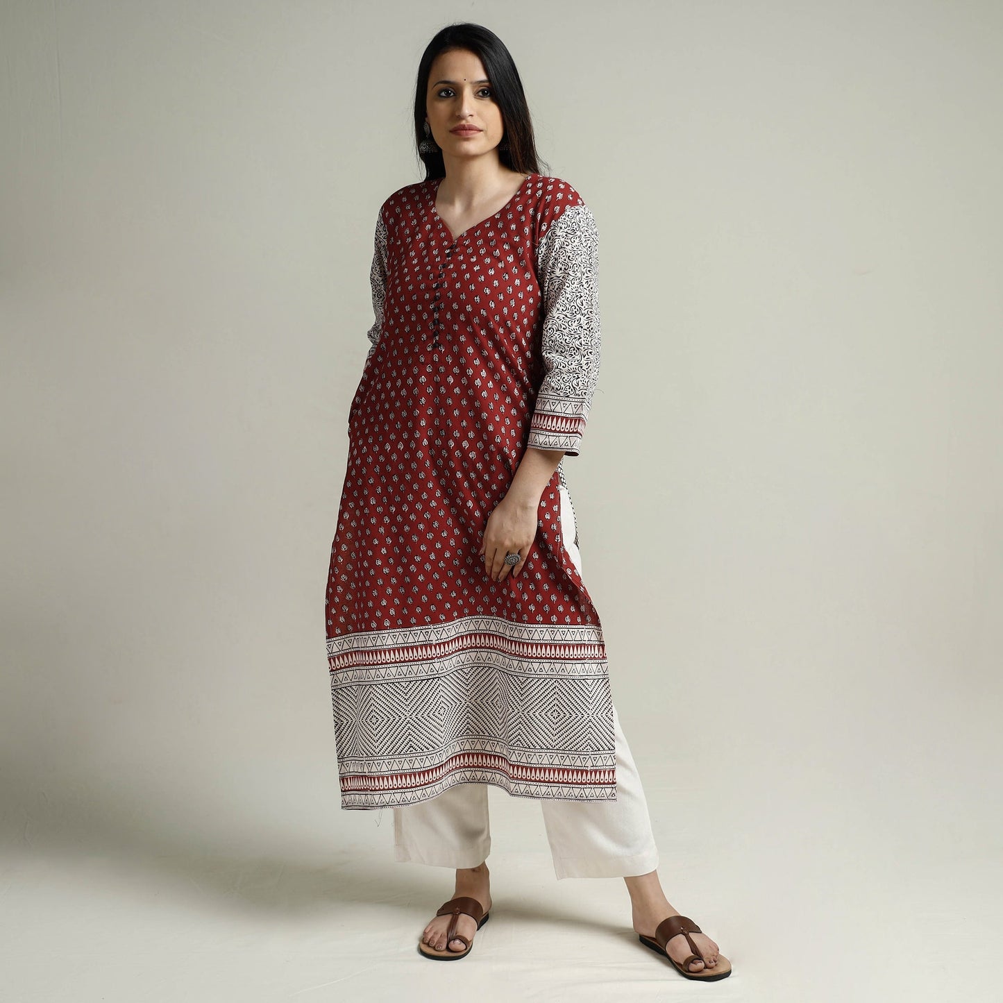 Block Print Cotton Straight Bagh Kurta For Women
