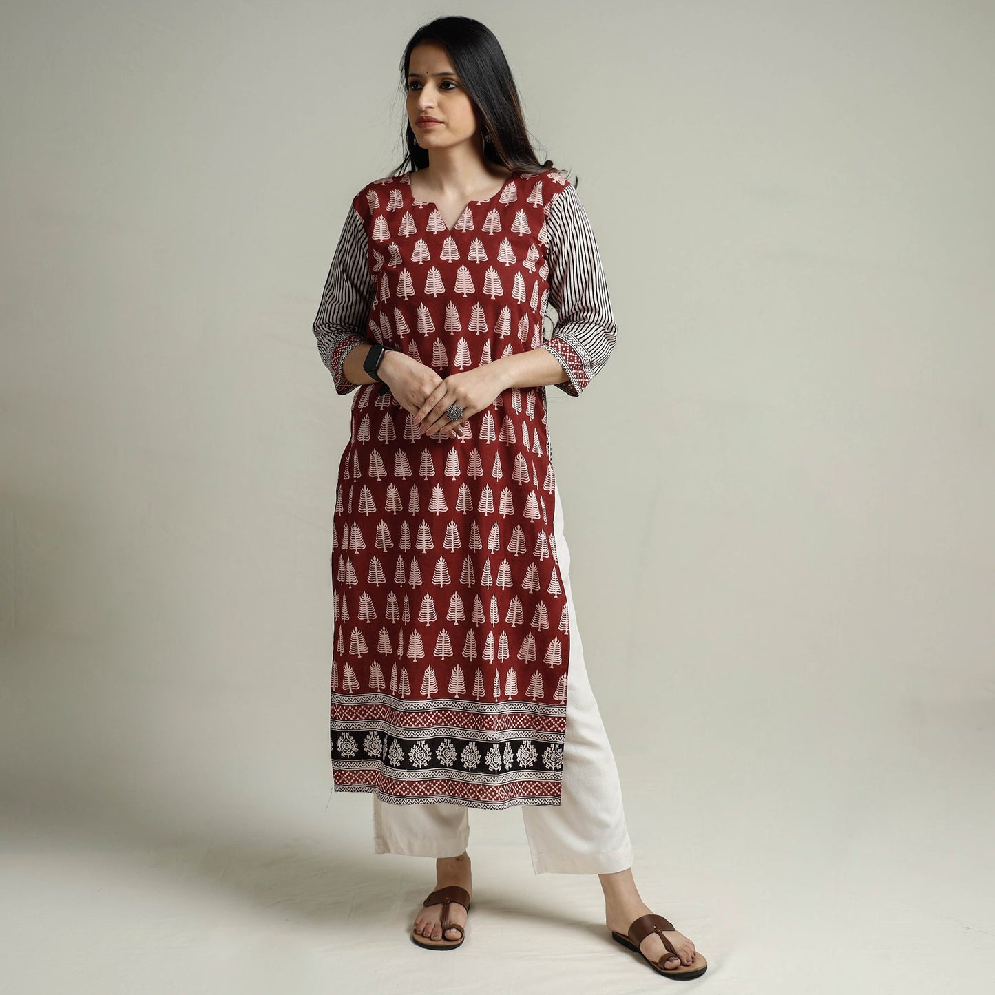 Block Print Cotton Straight Bagh Kurta For Women