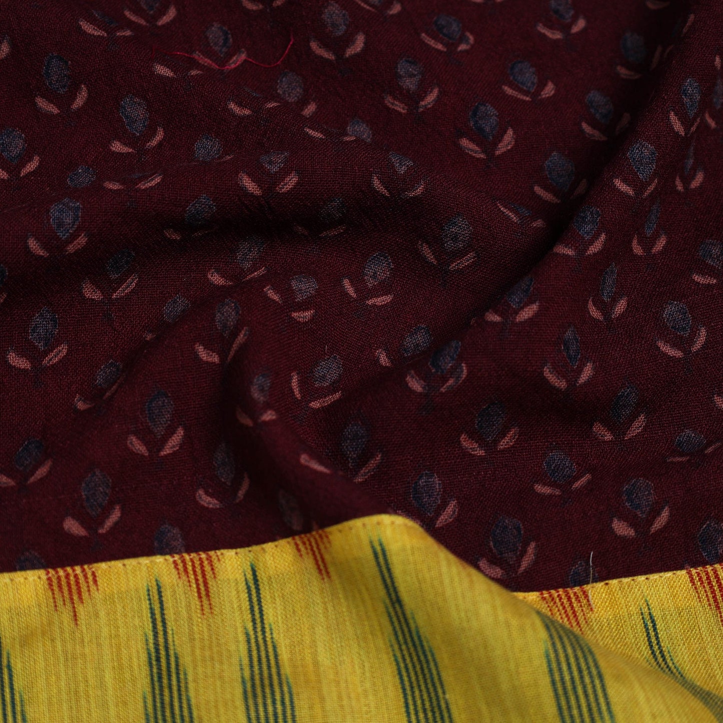 Buy Maroon Block Print Woollen Ajrakh Blouse Piece