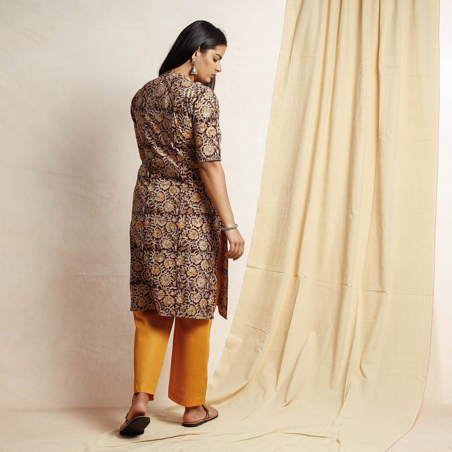 Kalamkari Kurta with Palazzo & Dupatta Set