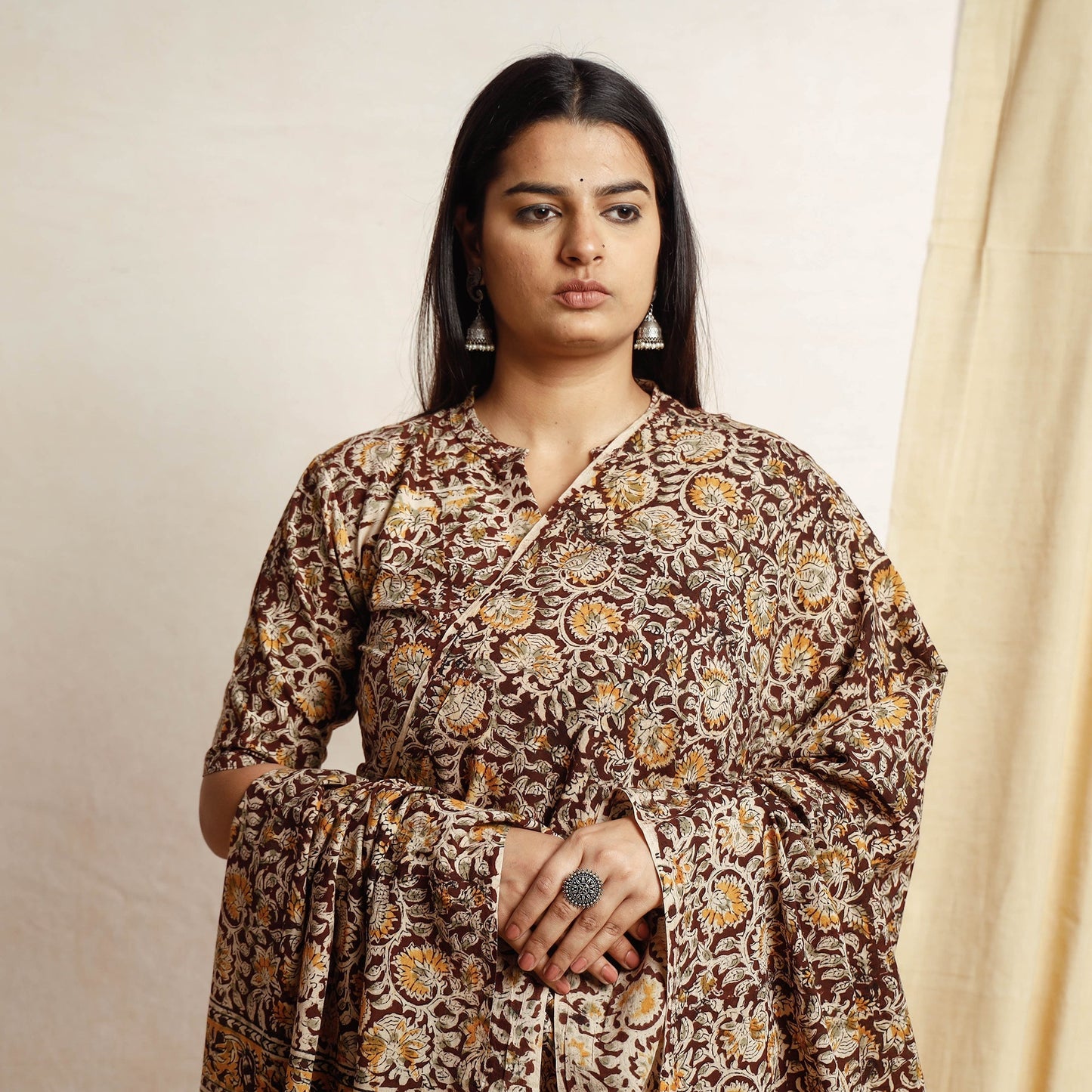 Kalamkari Kurta with Palazzo & Dupatta Set