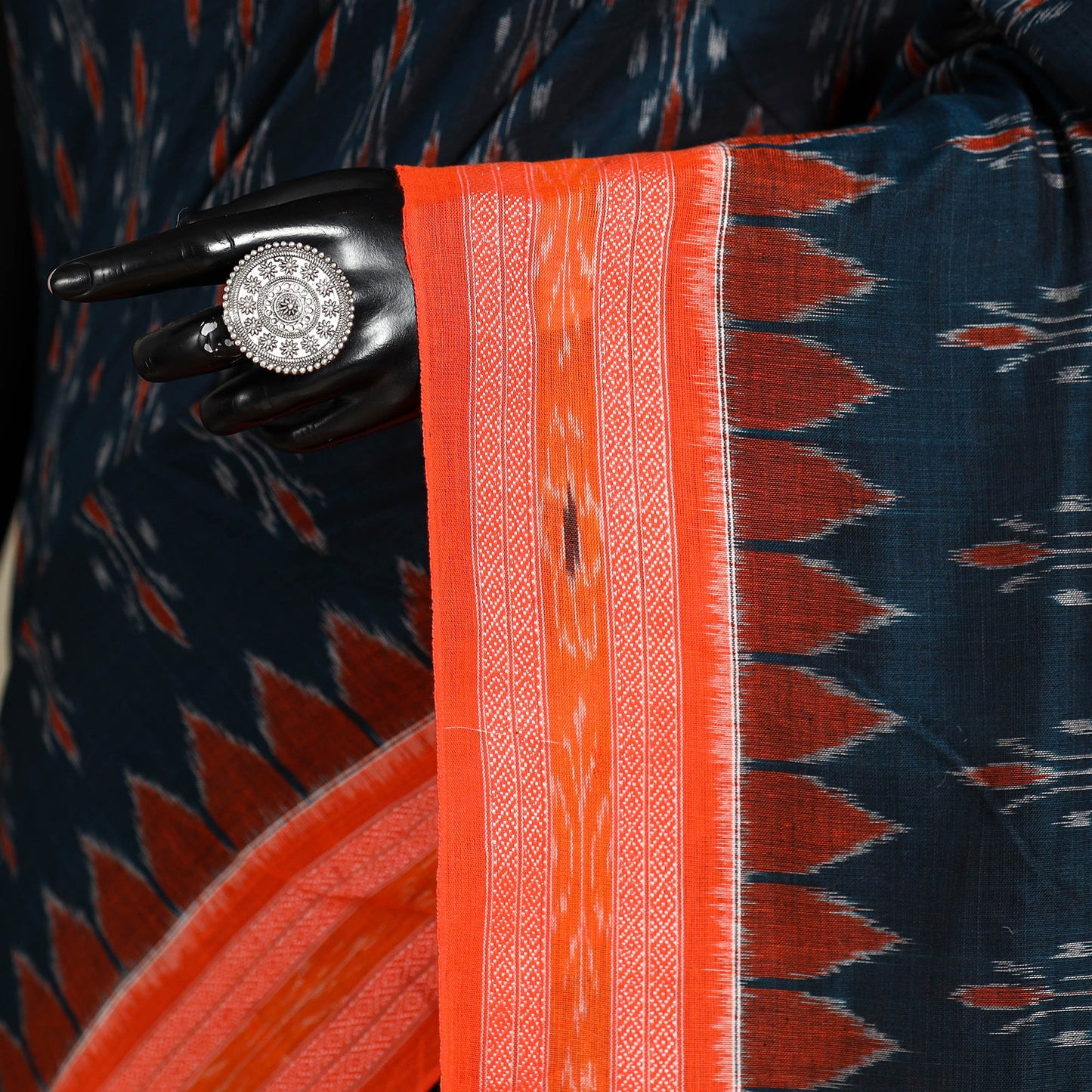 Maroon - blue - handloom cotton sambalpuri ikat saree 10