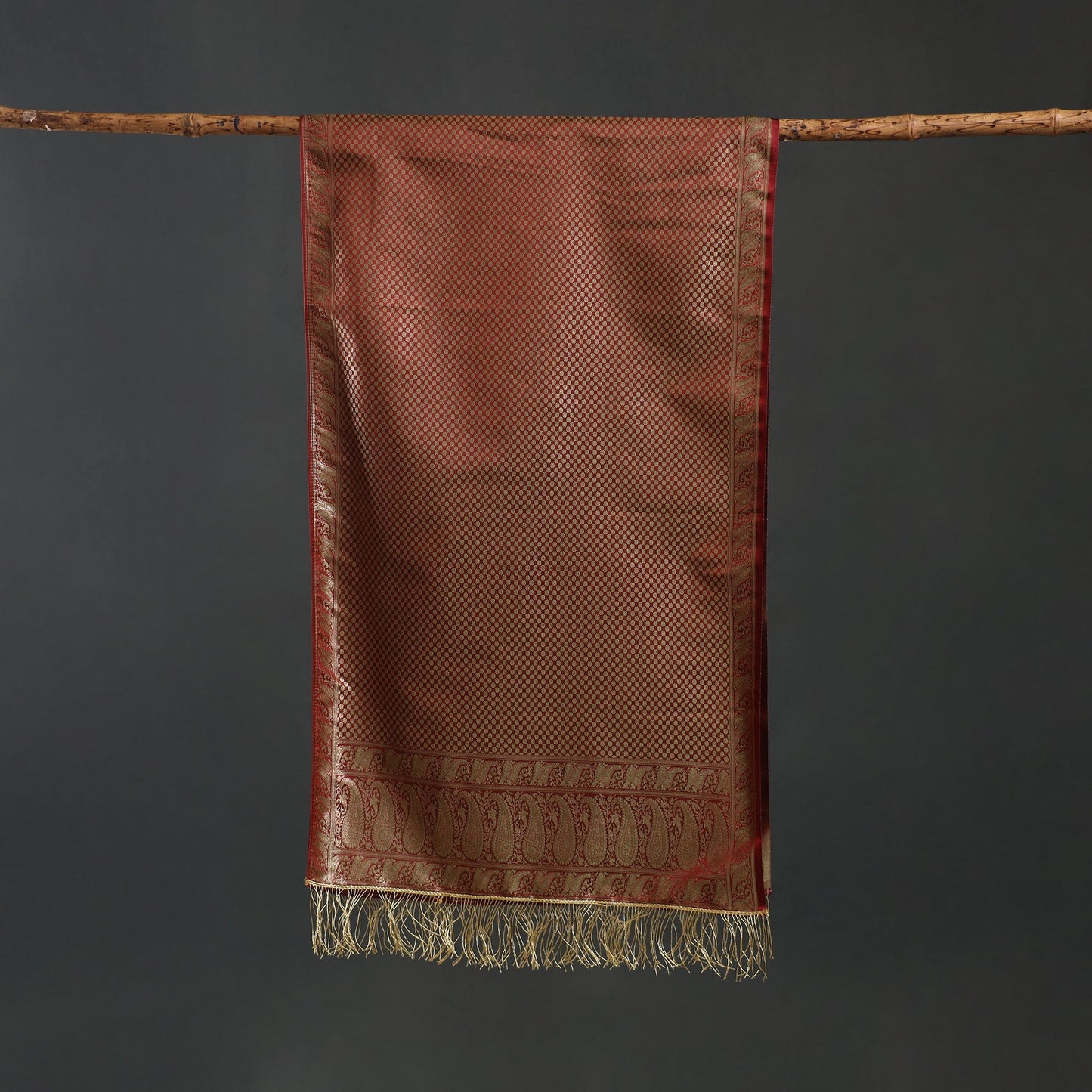 Brocade handloom semi silk banarasi stole 34 - handcrafted