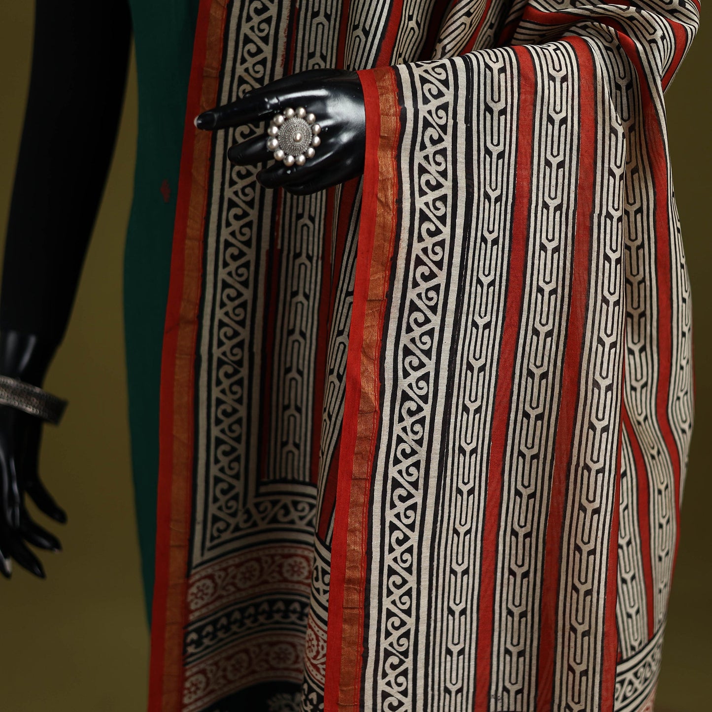 Maroon - chanderi silk hand natural dyed bagru dupatta 12