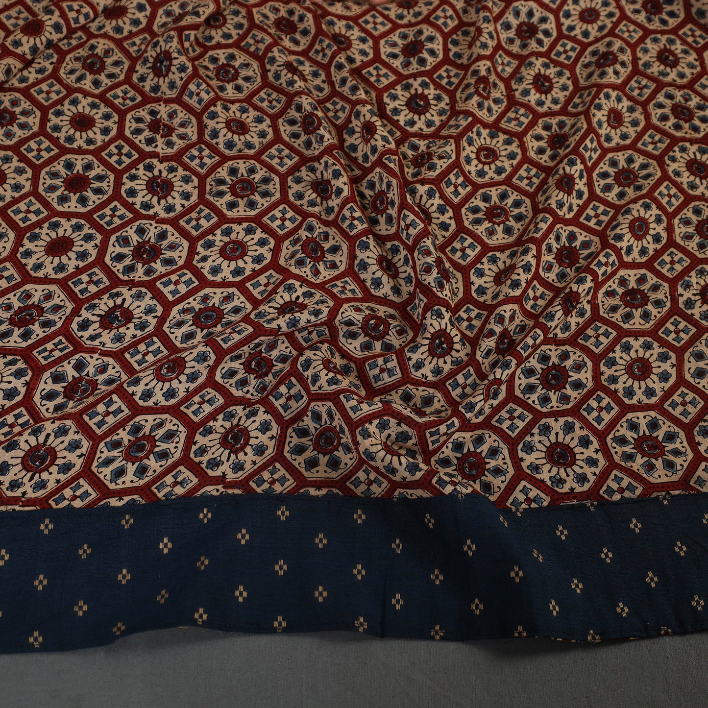 Maroon Block Print Cotton Ajrakh Blouse Piece