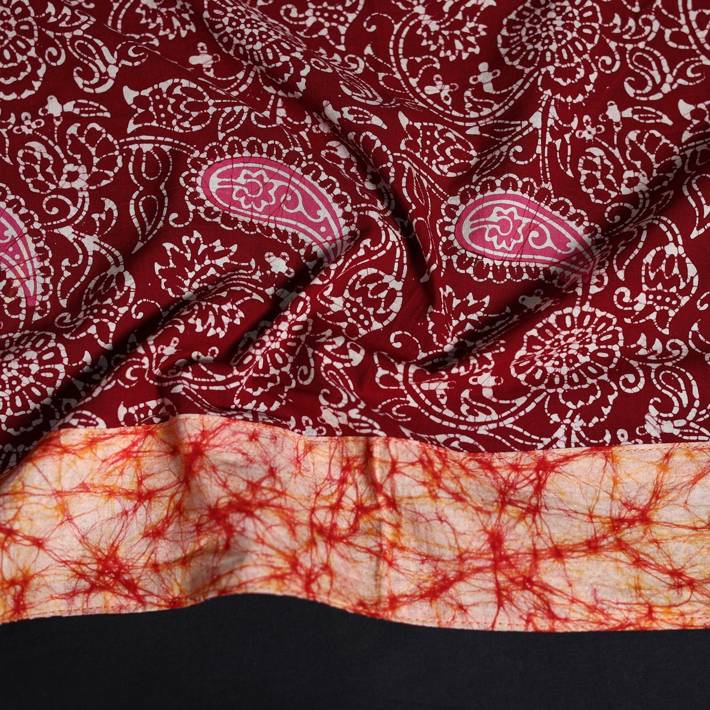 Cotton hand block batik print blouse piece 62 - handcrafted