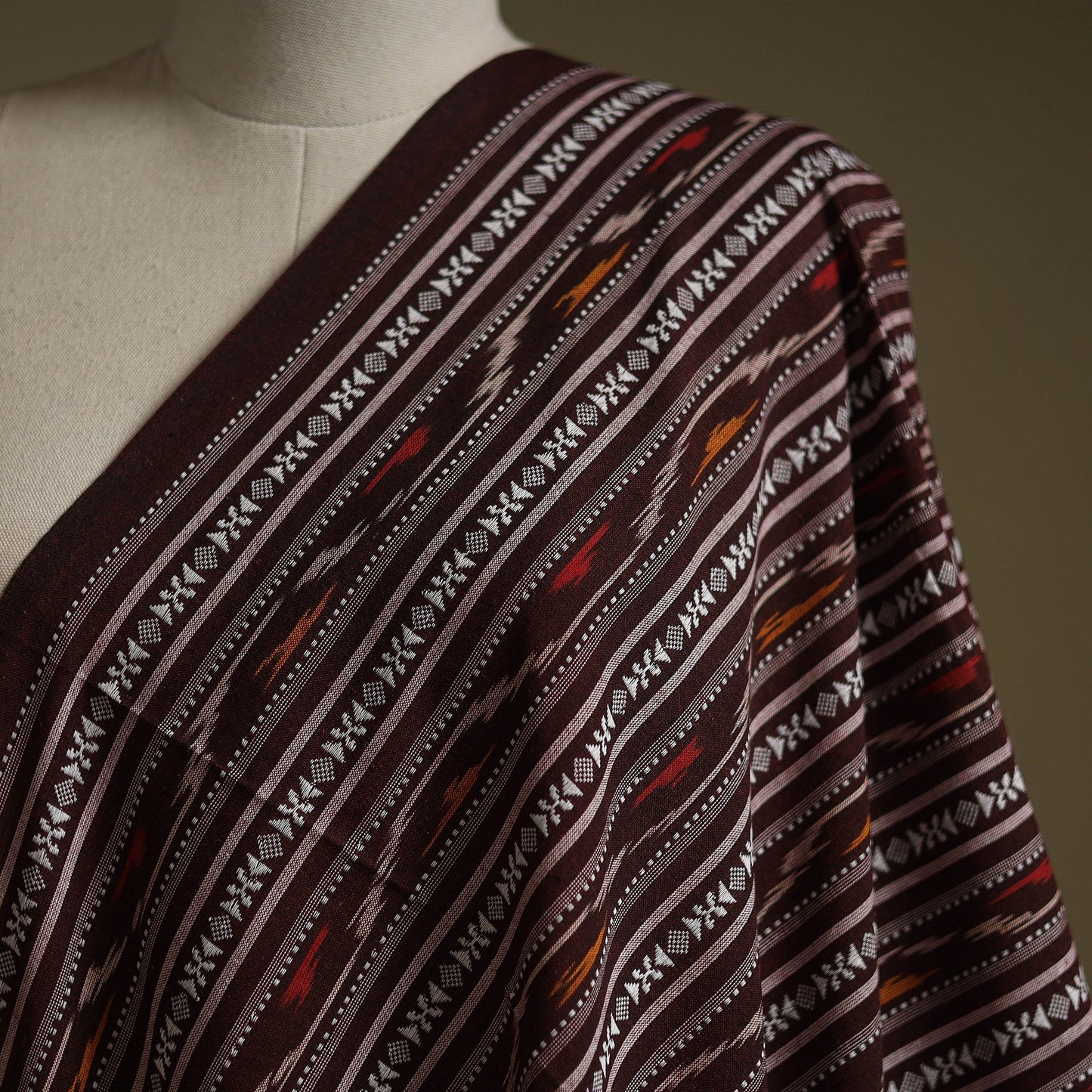 Cotton pochampally dabi ikat fabric 12 - handcrafted