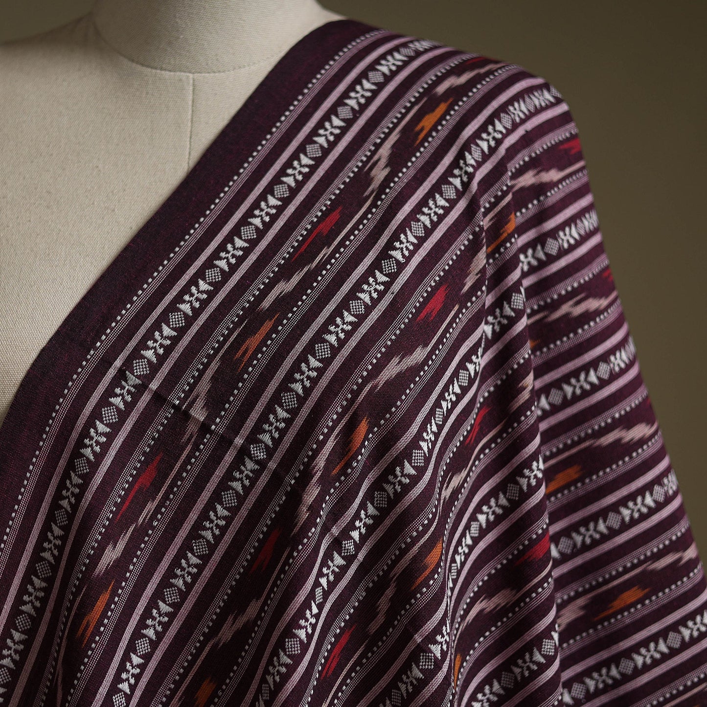Cotton pochampally dabi ikat fabric 13 - handcrafted