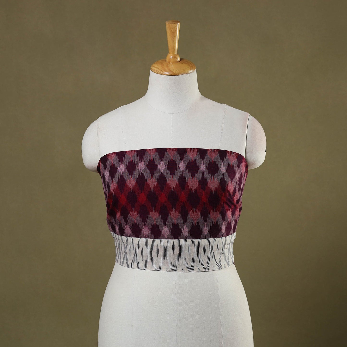 Maroon Cotton Pochampally Ikat Blouse Piece