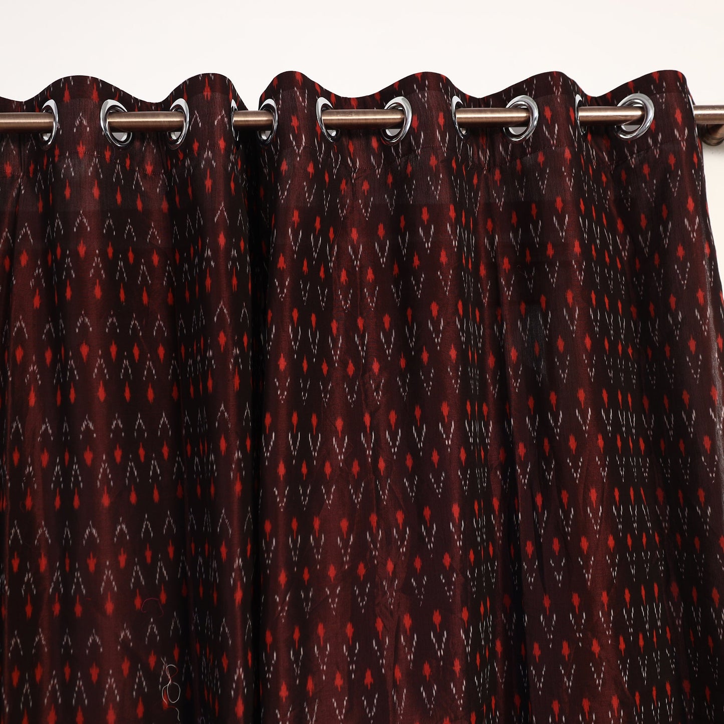 Cotton Window Maroon Pochampally Ikat Curtain