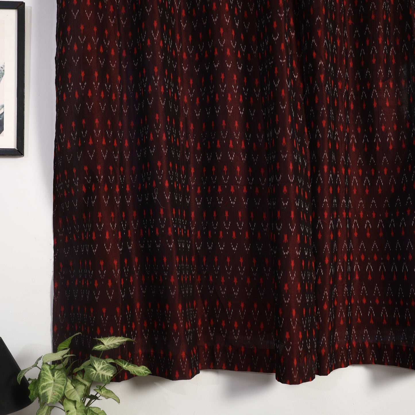 Cotton Window Maroon Pochampally Ikat Curtain