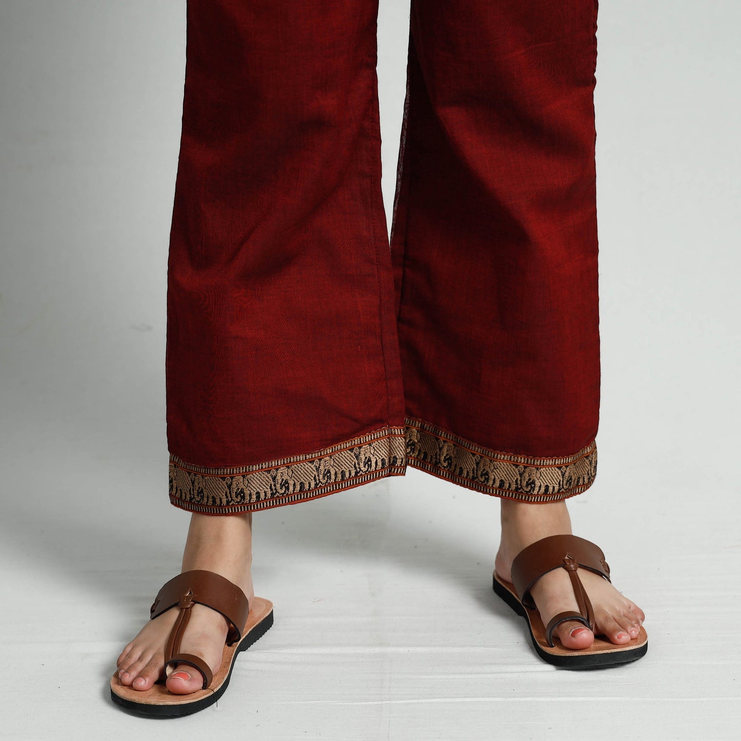 Maroon dharwad cotton kurta with palazzo & dupatta set