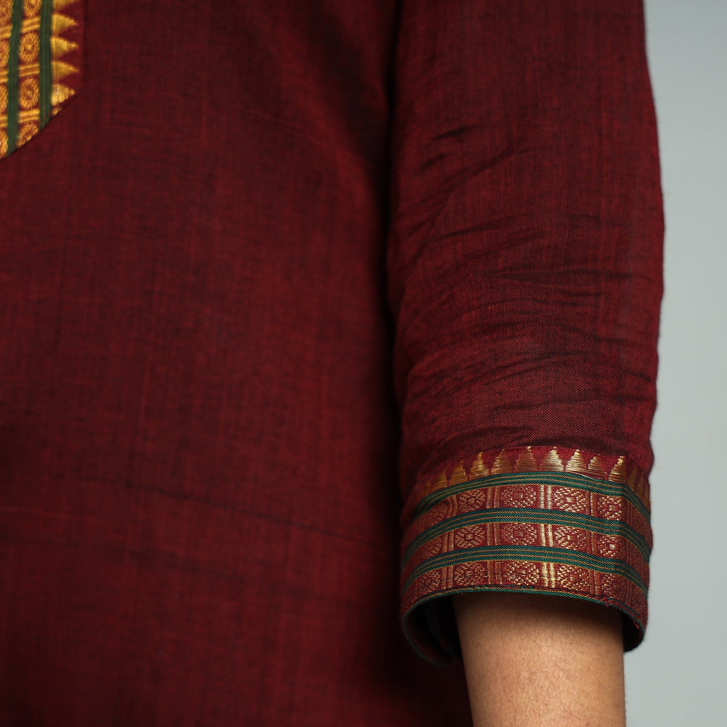Maroon - dharwad cotton kurta with palazzo & dupatta set