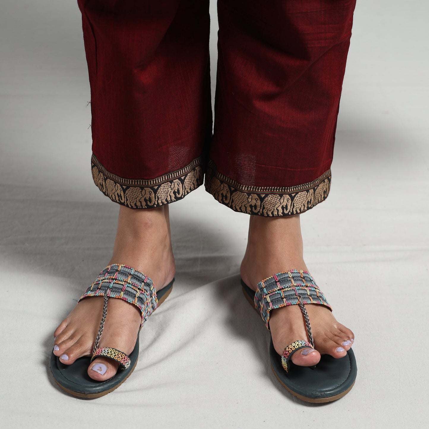 Maroon - dharwad cotton kurta with palazzo & dupatta set