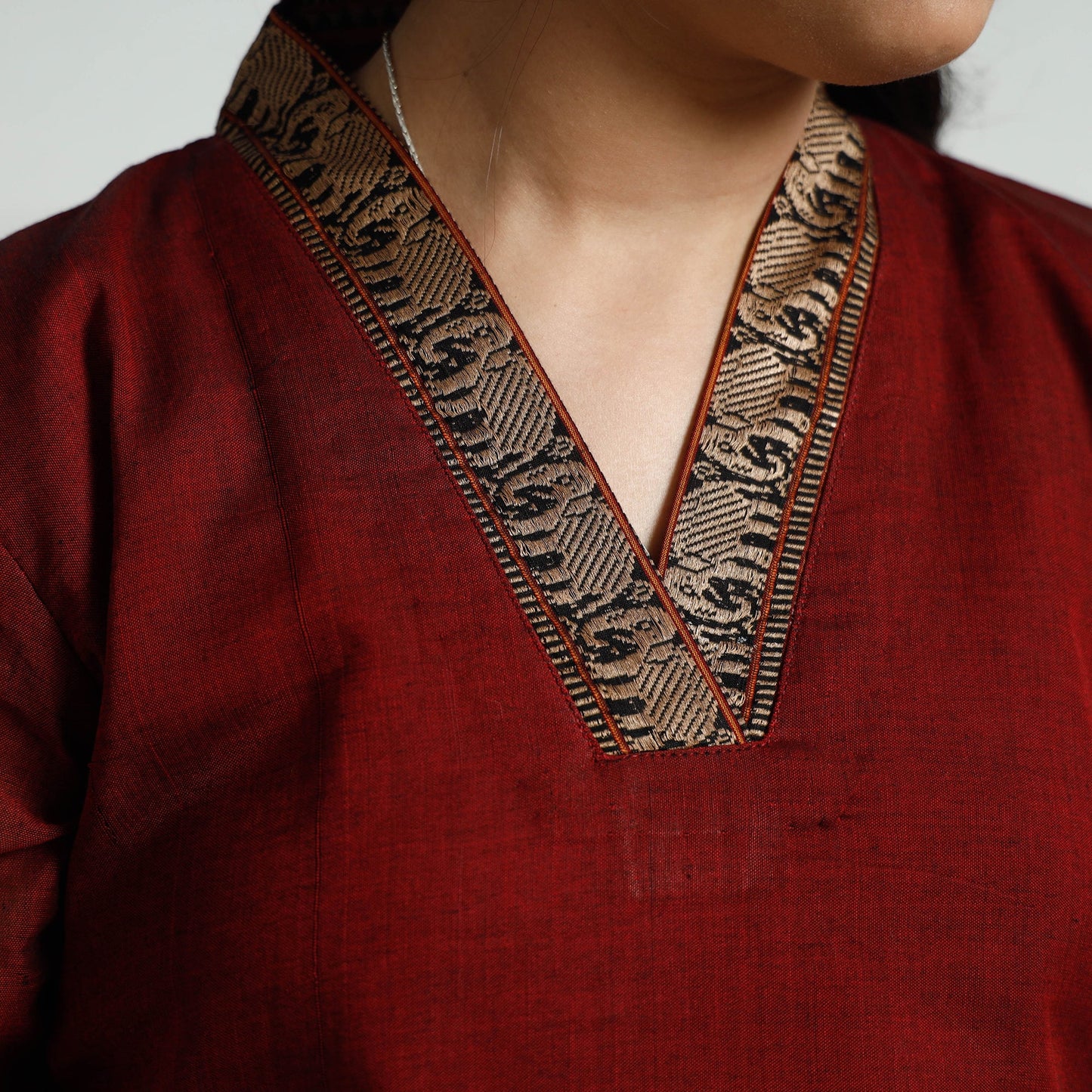 Maroon dharwad cotton kurta with palazzo & dupatta set