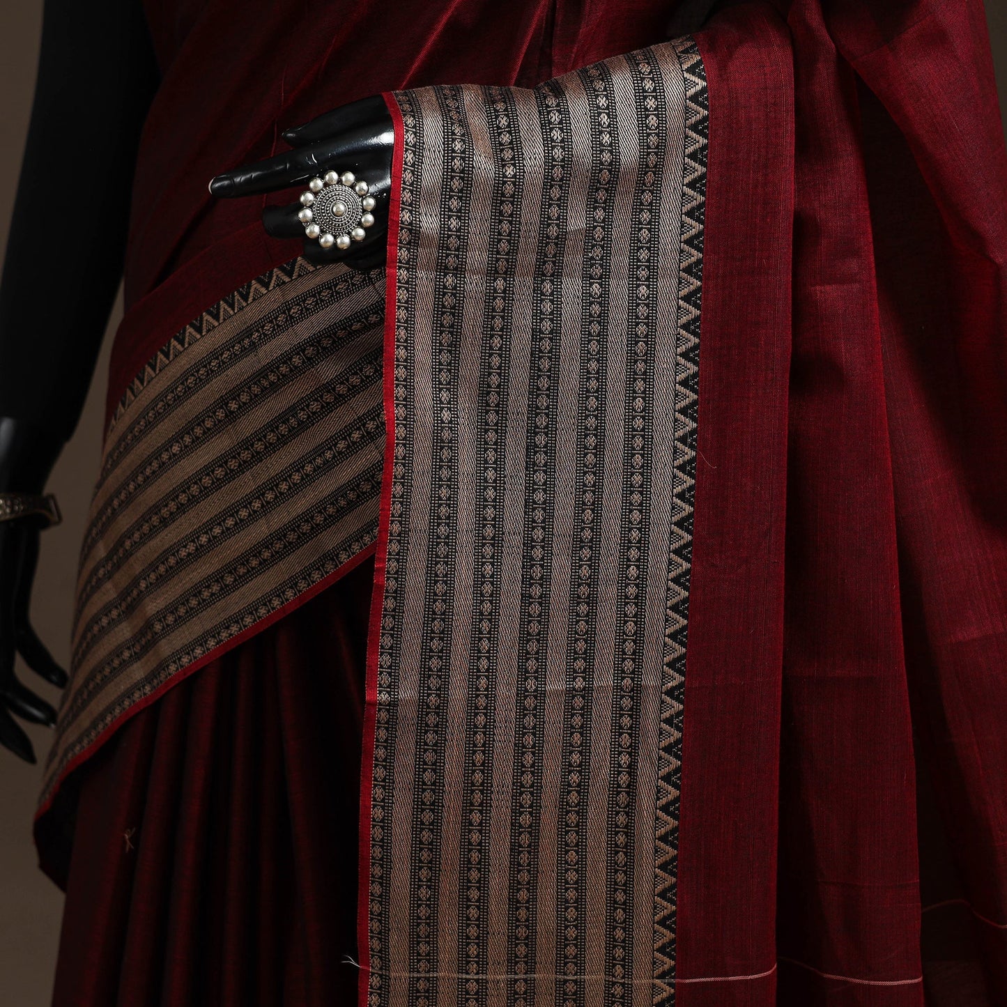 Dharwad cotton saree with border 06 - handcrafted