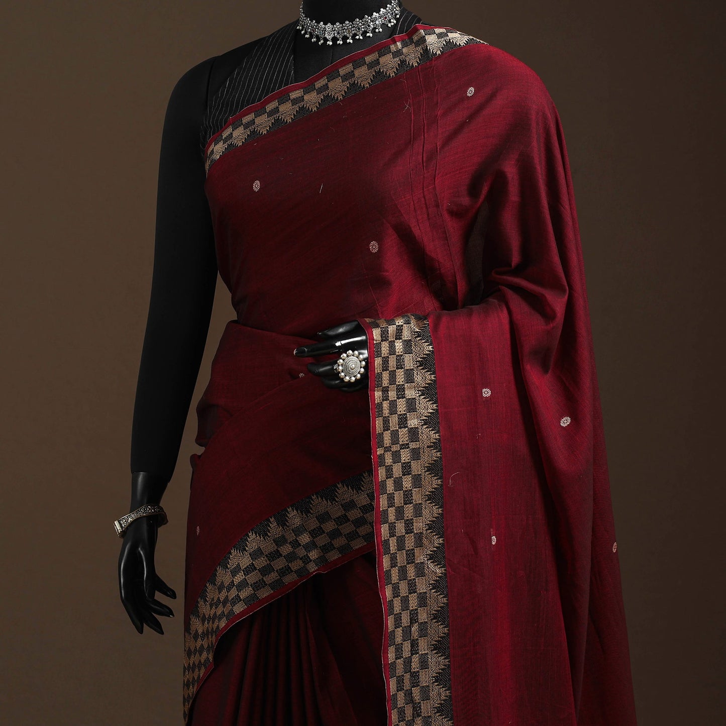 Dharwad cotton saree with border 10 - handcrafted