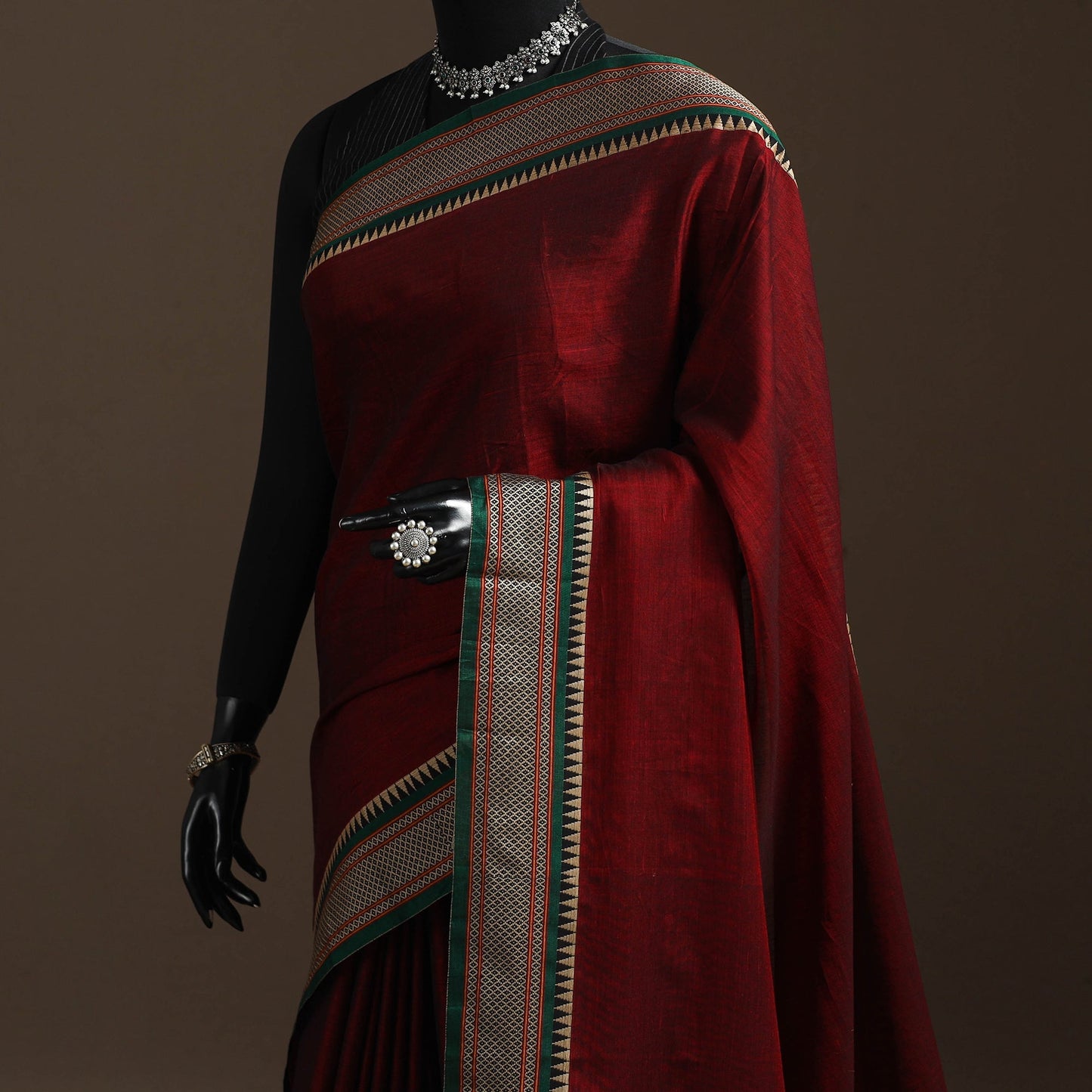 Dharwad cotton saree with border 29 - handcrafted