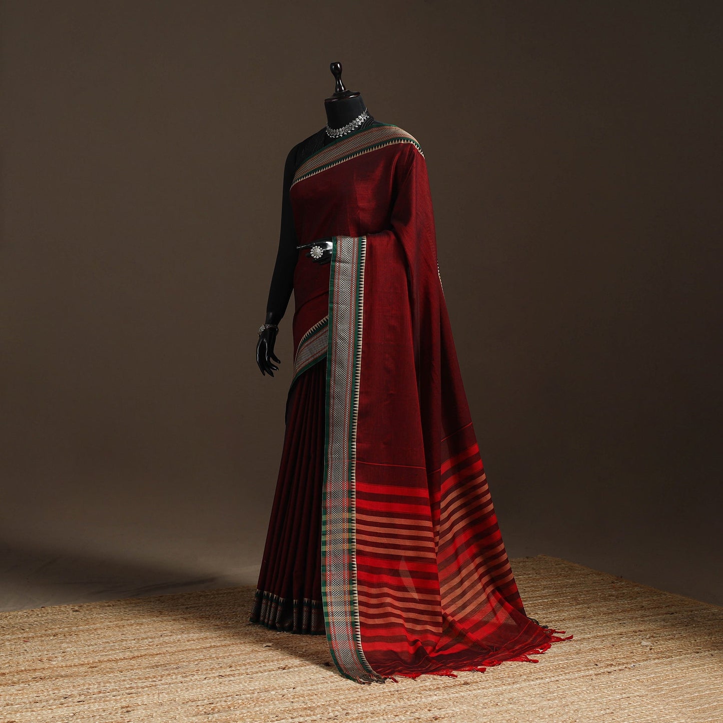 Dharwad cotton saree with border 29 - handcrafted