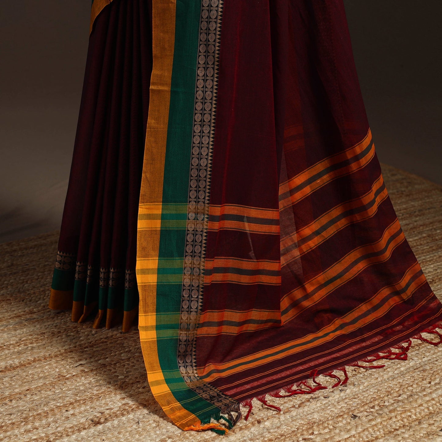 Dharwad cotton saree with border 30 - handcrafted