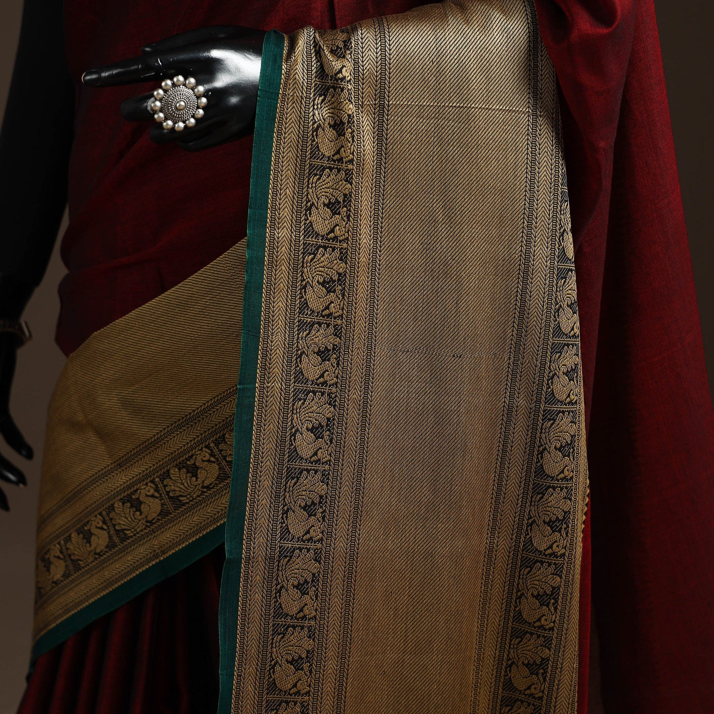 Dharwad cotton saree with border 53 - handcrafted