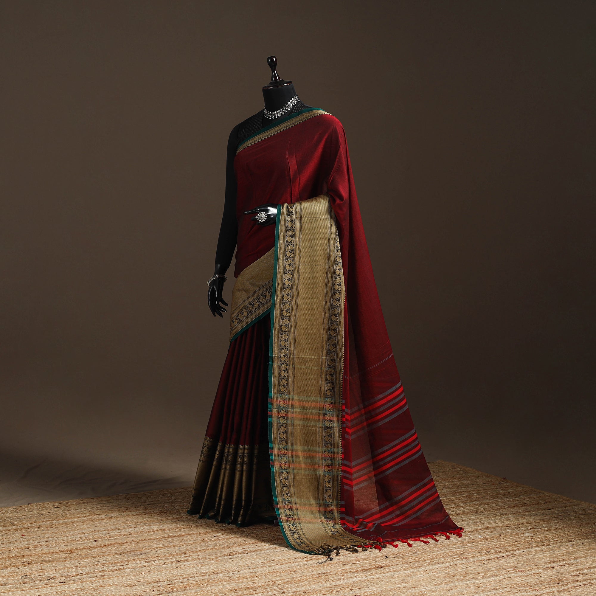 Red - Dharwad Cotton Saree with Border 38