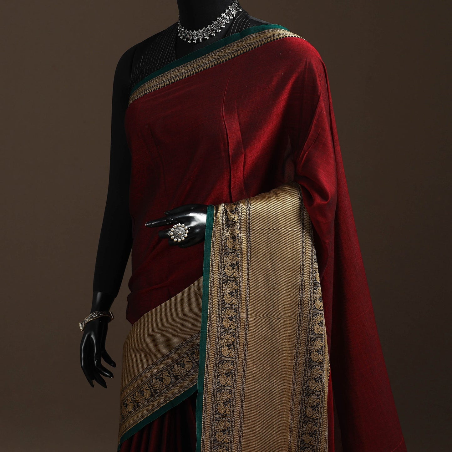 Dharwad cotton saree with border 53 - handcrafted