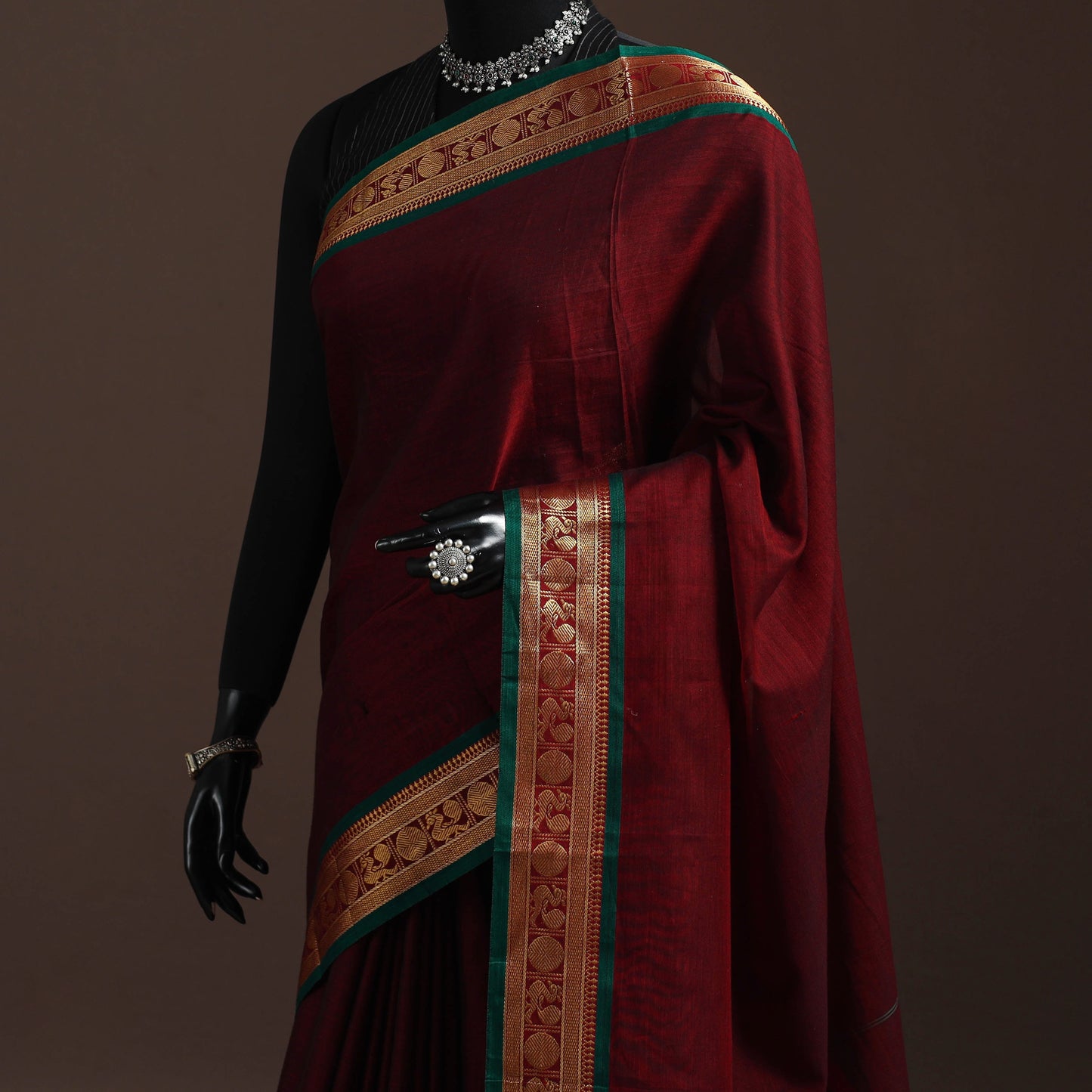 Dharwad cotton saree with border 55 - handcrafted