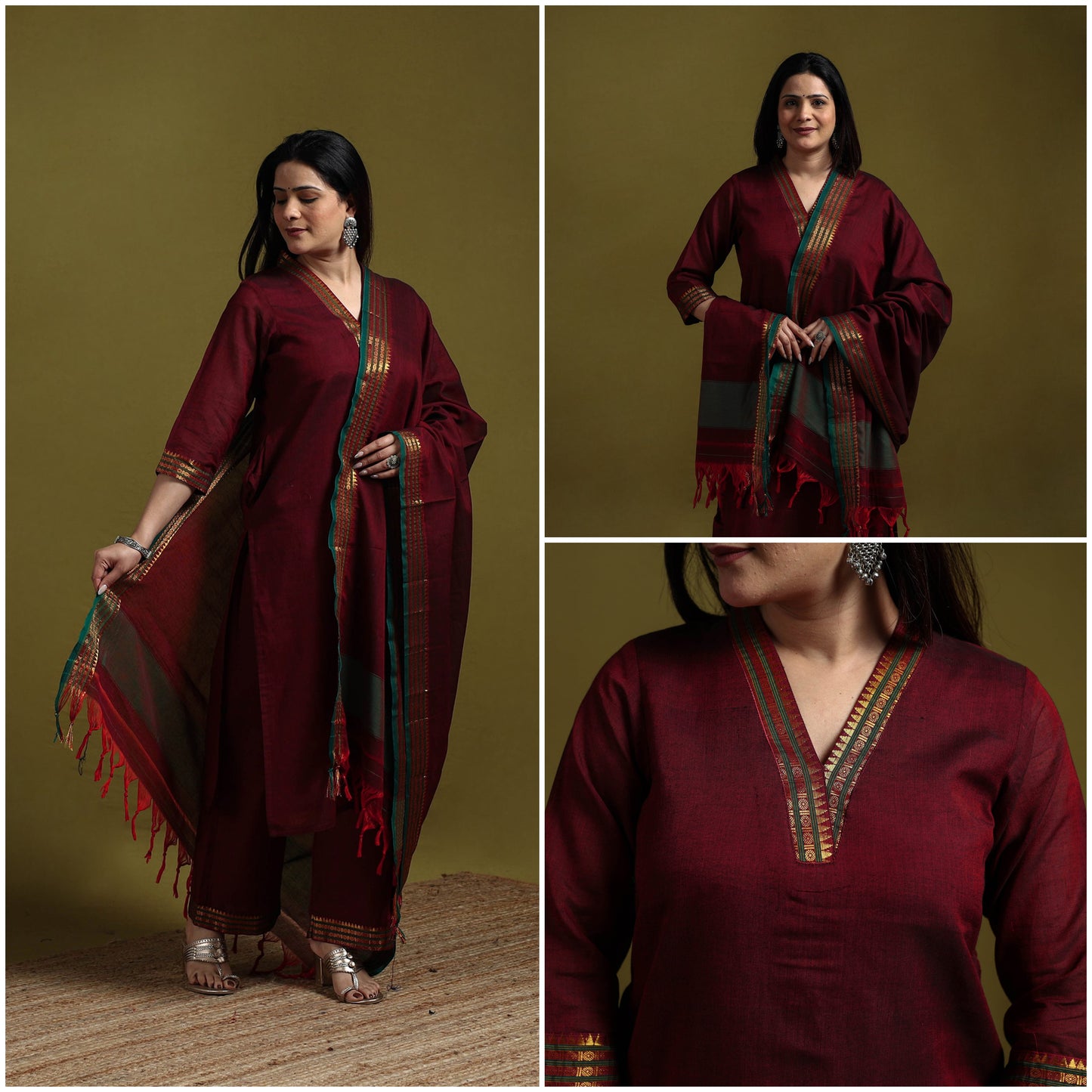 Dharwad cotton suit set with dupatta for women 09