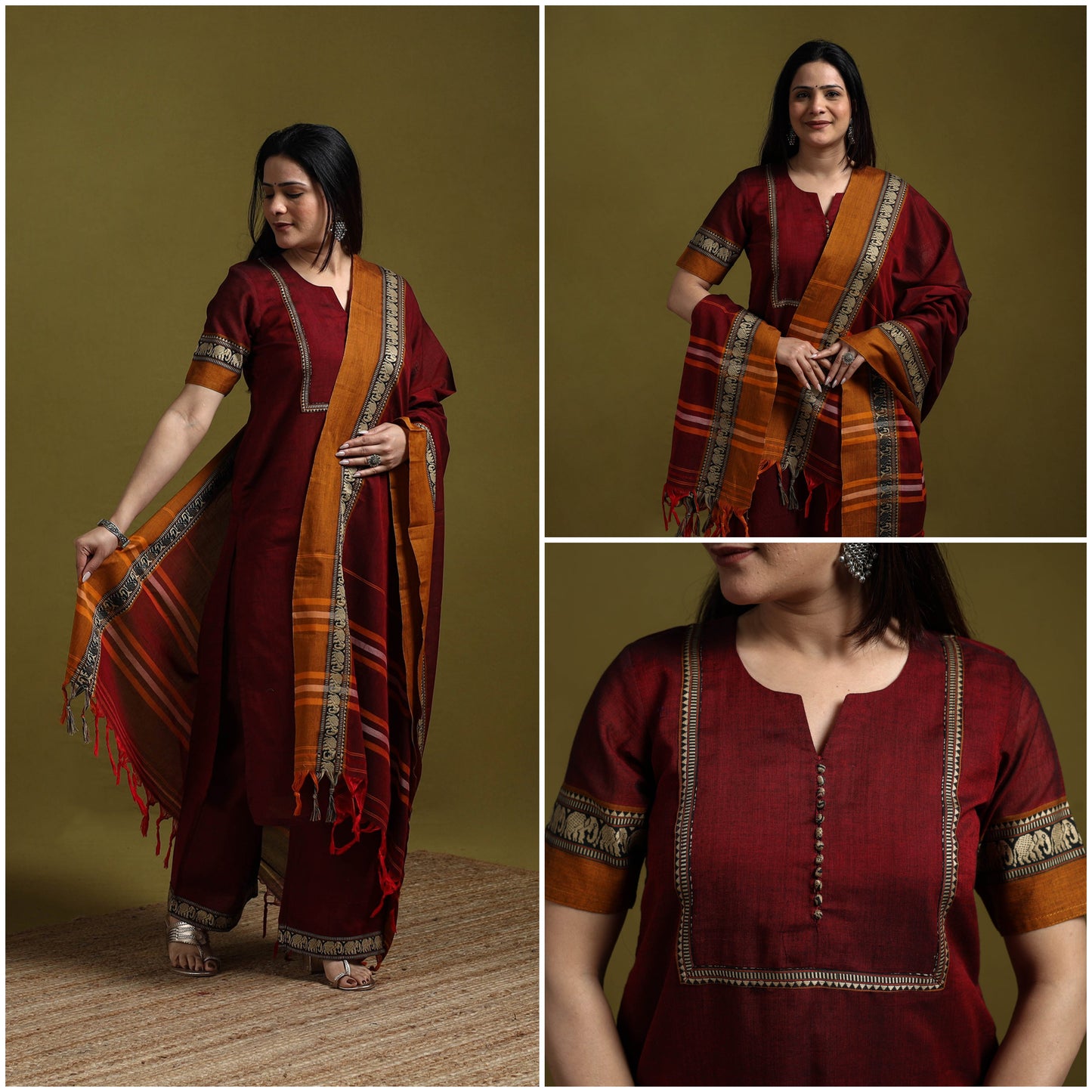 Dharwad cotton suit set with dupatta for women 14