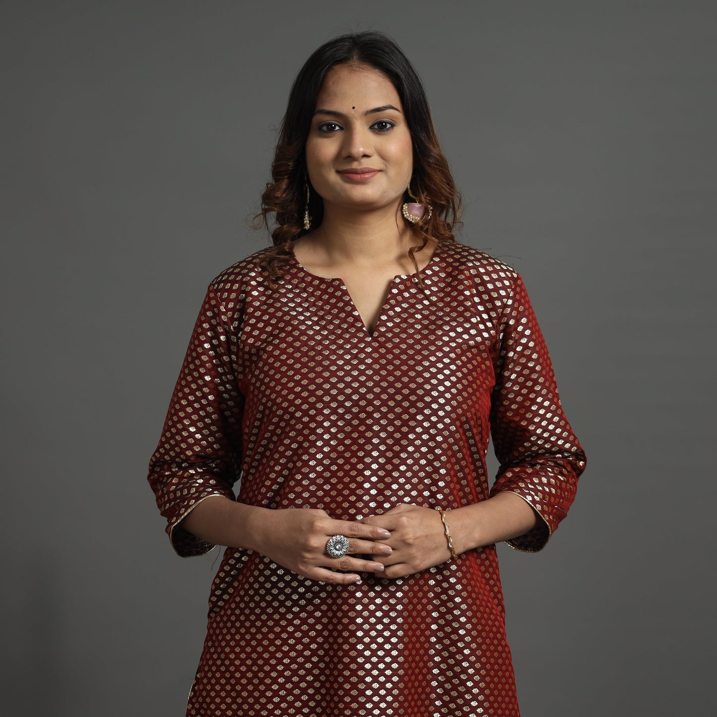 Elegant Banarasi Brocade Silk Kurta with Pant Set