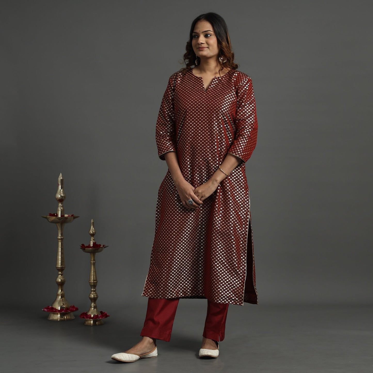 Elegant Banarasi Brocade Silk Kurta with Pant Set