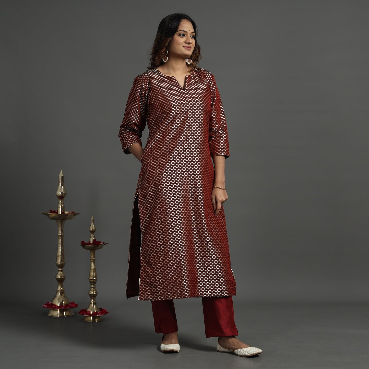 Elegant Banarasi Brocade Silk Kurta with Pant Set