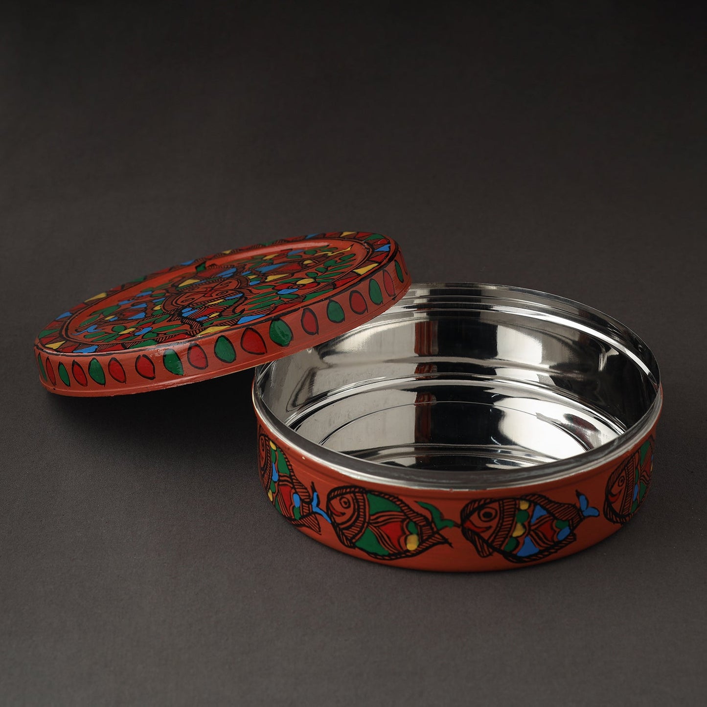 Godna Madhubani Handpainted Stainless Steel Casserole