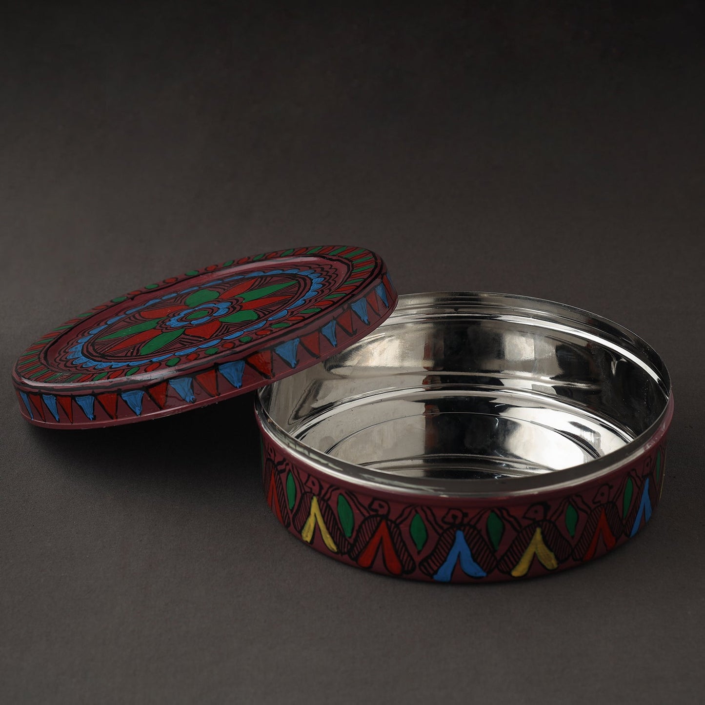 Godna Madhubani Handpainted Stainless Steel Casserole