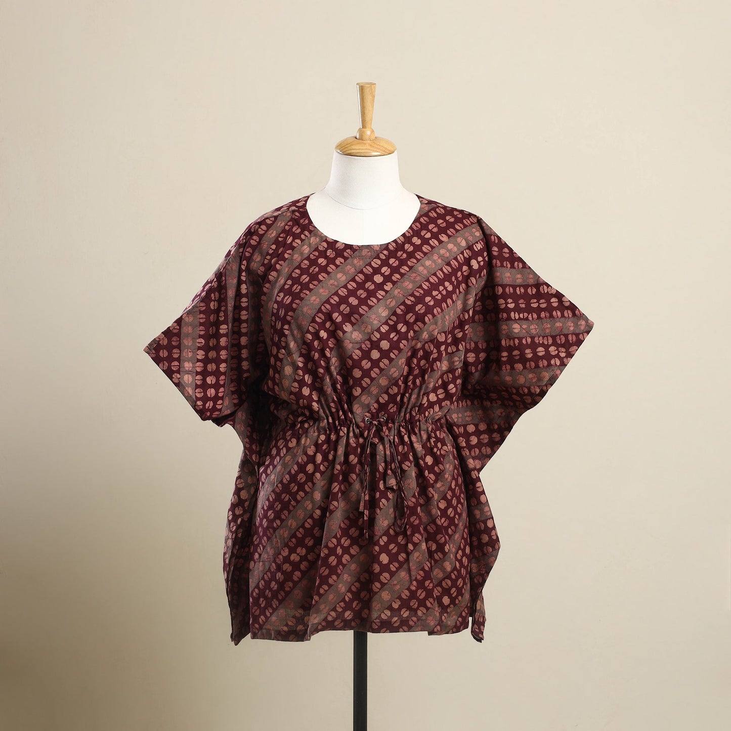 Buy Maroon Hand Batik Print Cotton Kaftan