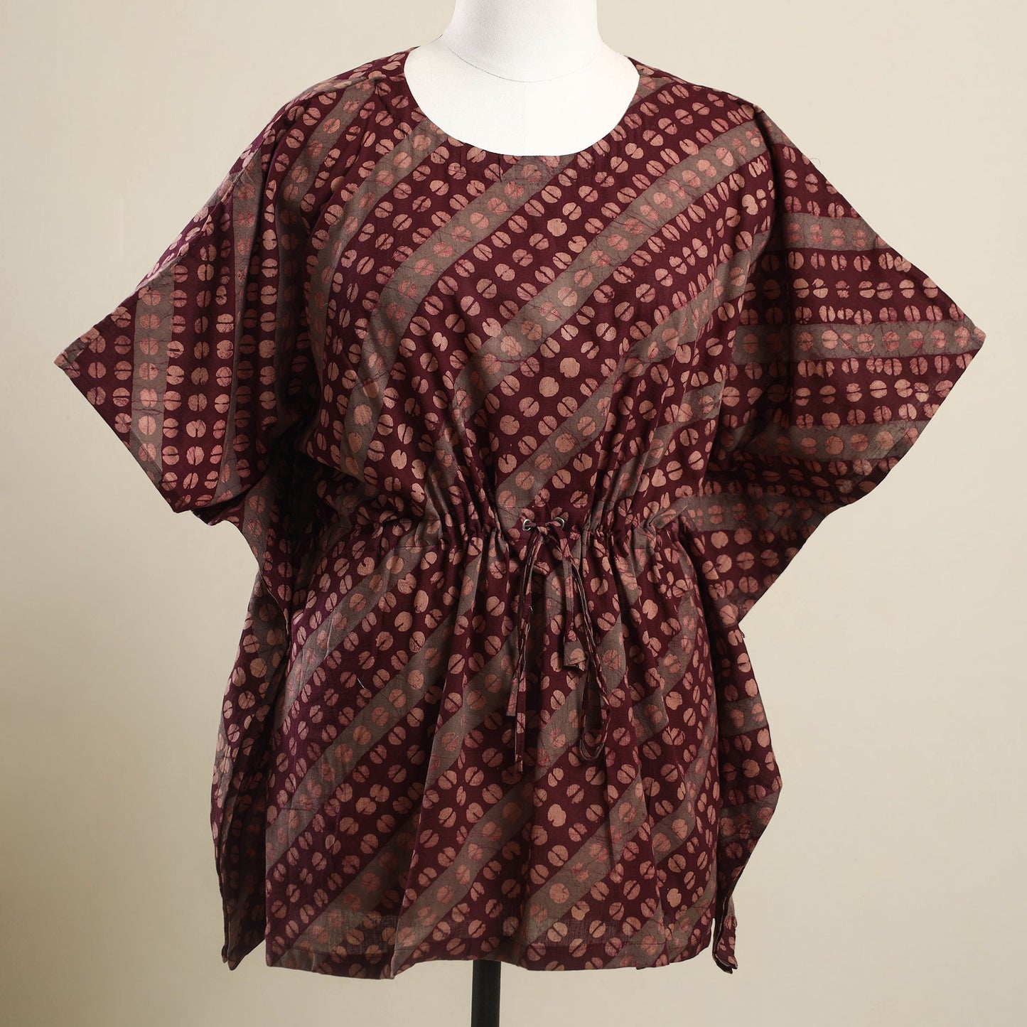 Buy Maroon Hand Batik Print Cotton Kaftan