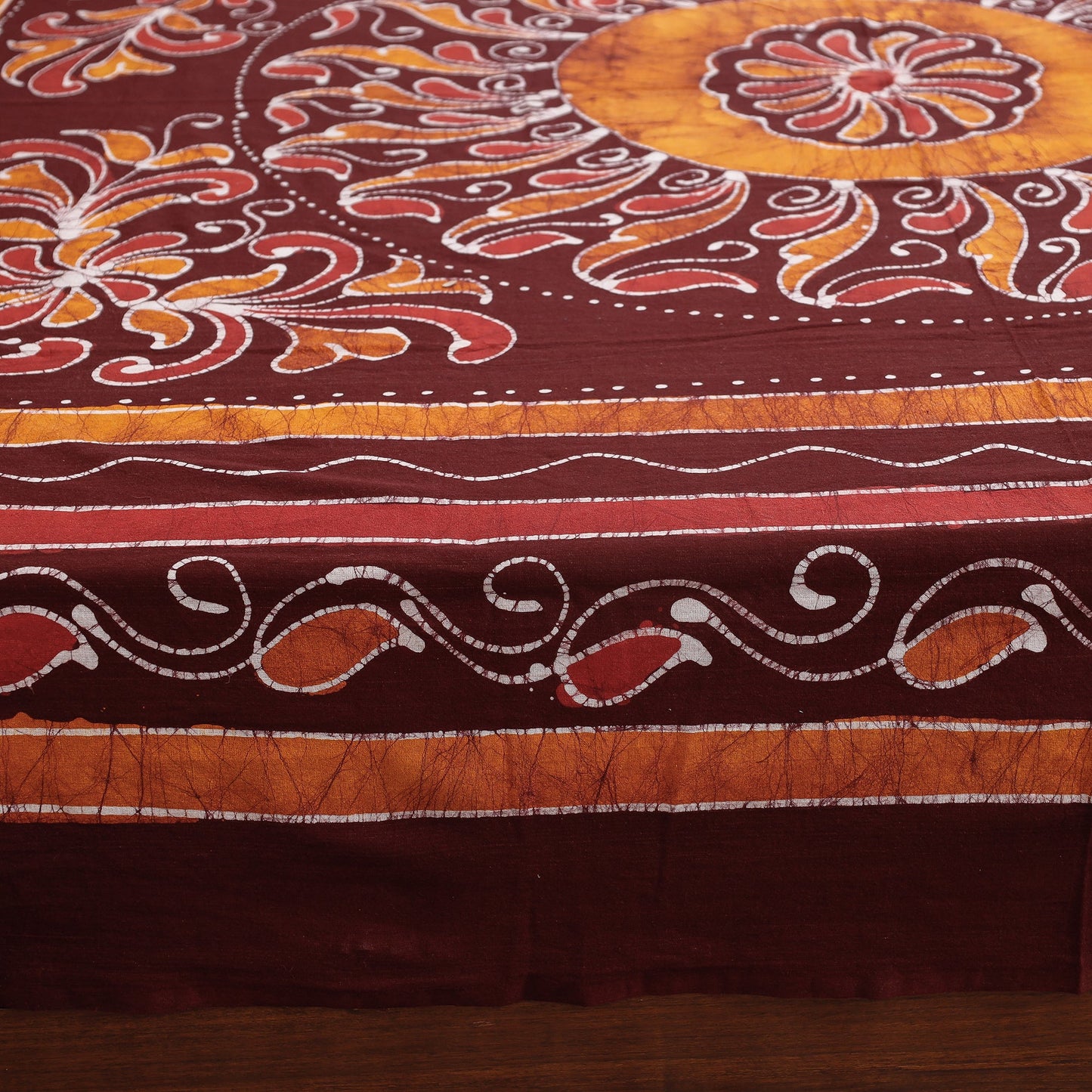 Hand Batik Printed Cotton Double Bed Cover with Pillow Covers