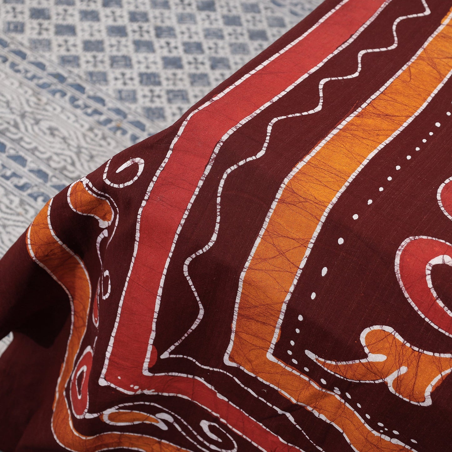 Hand Batik Printed Cotton Double Bed Cover with Pillow Covers