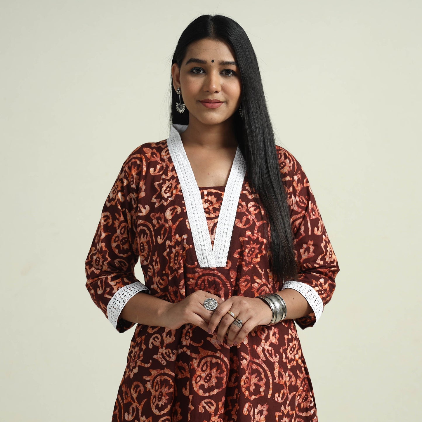 Hand Batik Printed Cotton Kurta with Palazzo Set