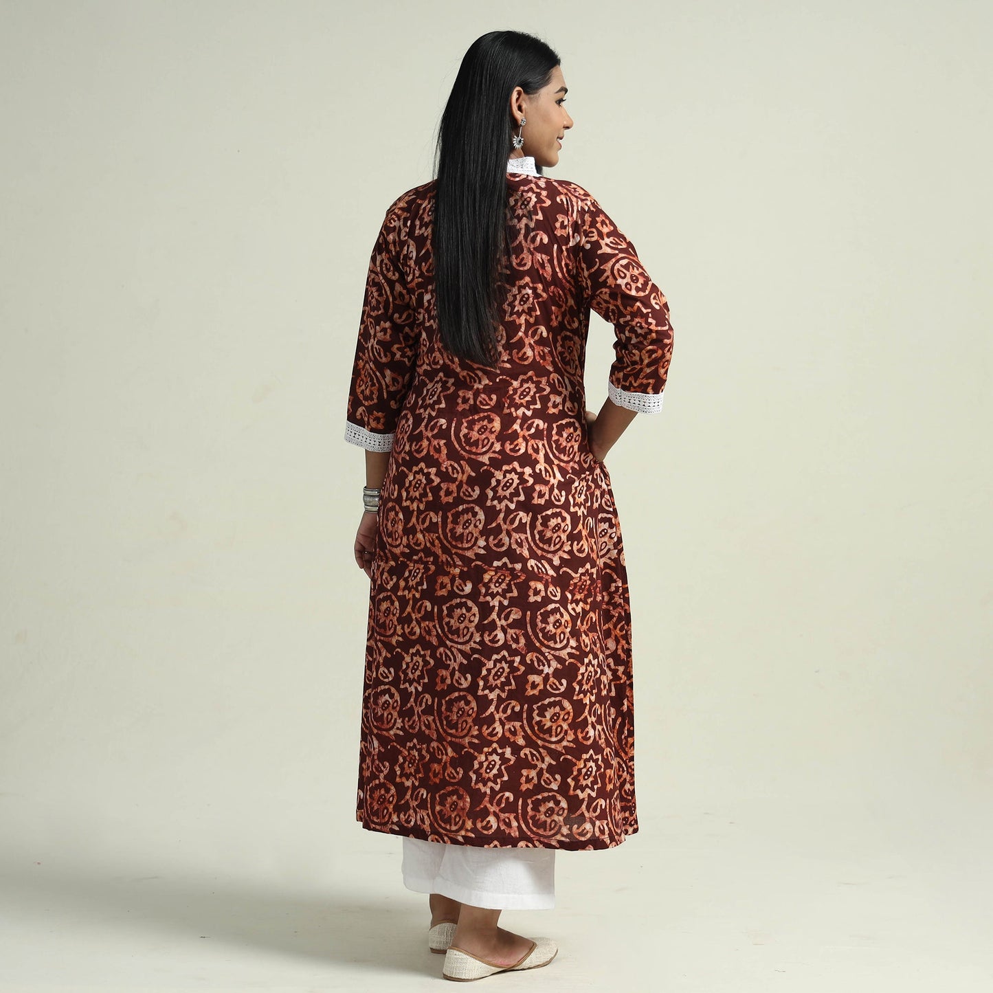 Hand Batik Printed Cotton Kurta with Palazzo Set