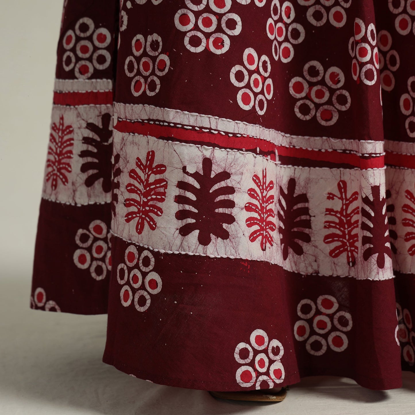 Hand Batik Printed Running Stitch Cotton Long Skirt 48