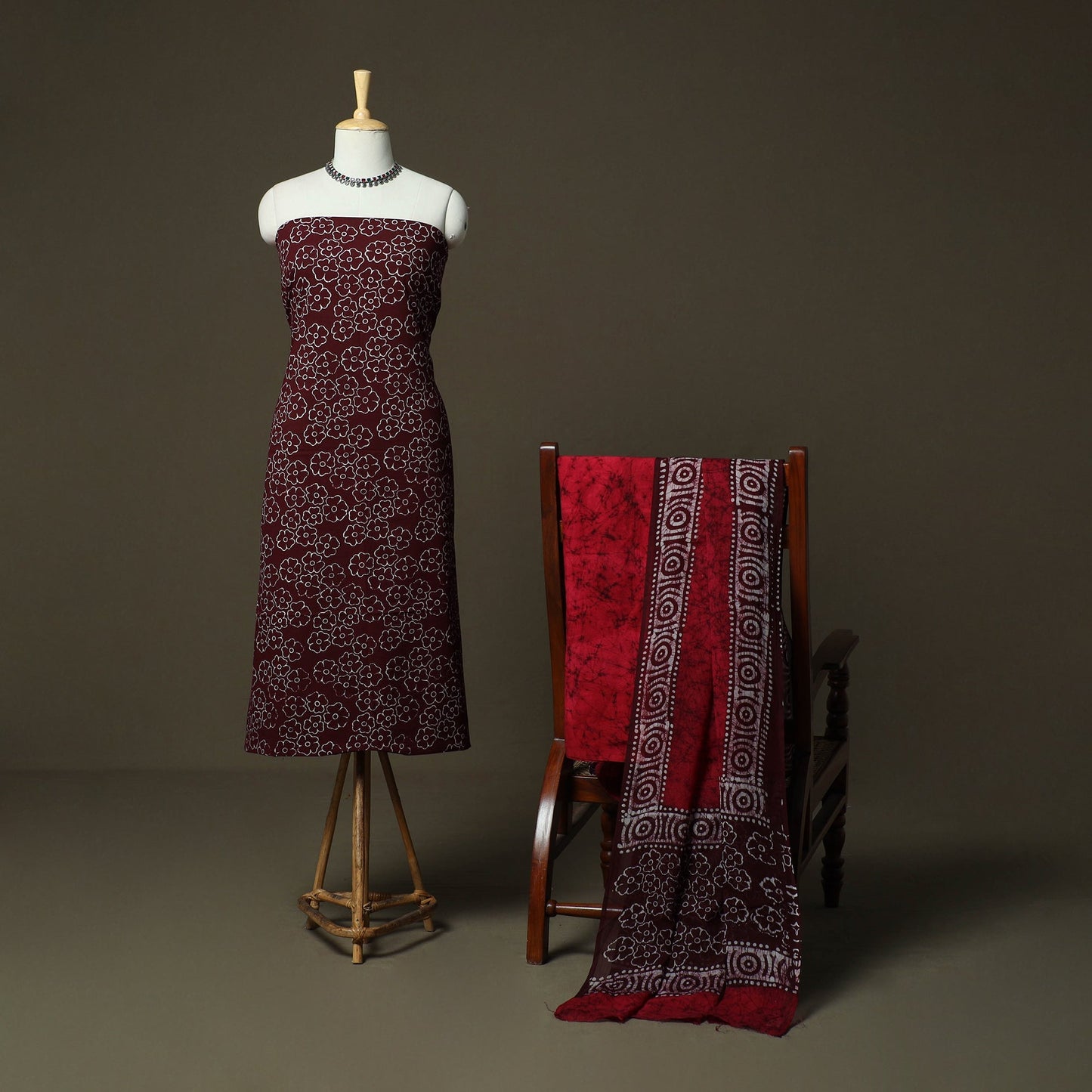 Hand batik cotton 3pc unstitched dress material 28
