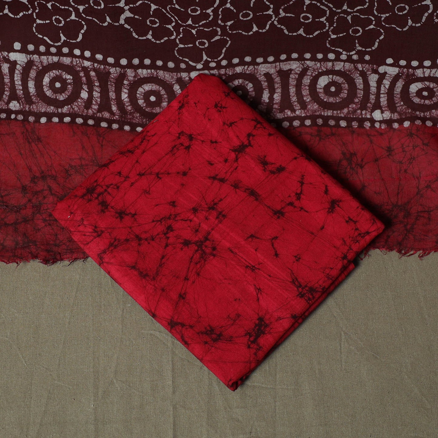 Hand batik cotton 3pc unstitched dress material 28