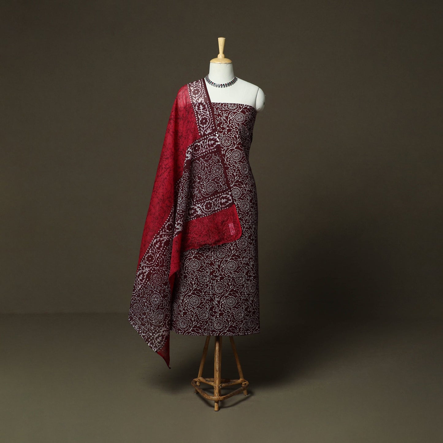 Hand batik cotton 3pc unstitched dress material 37