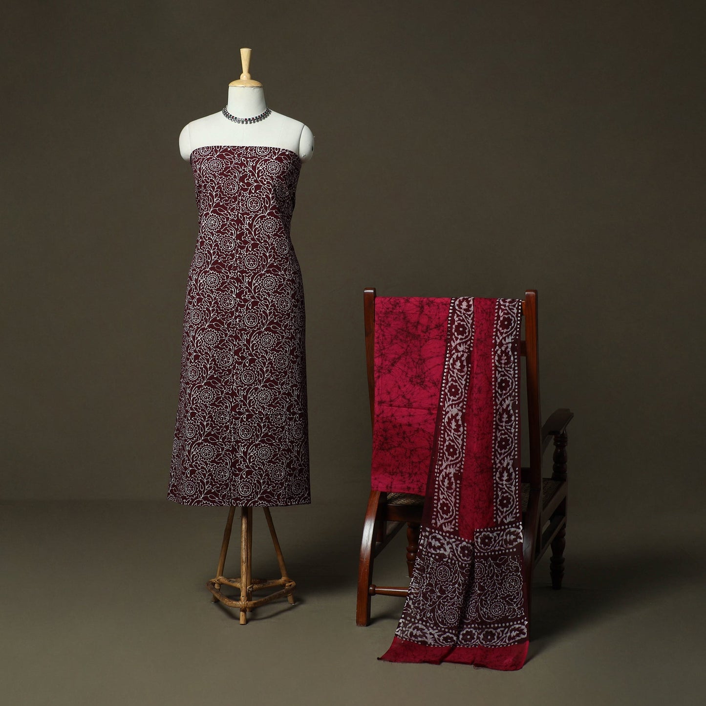 Hand batik cotton 3pc unstitched dress material 37