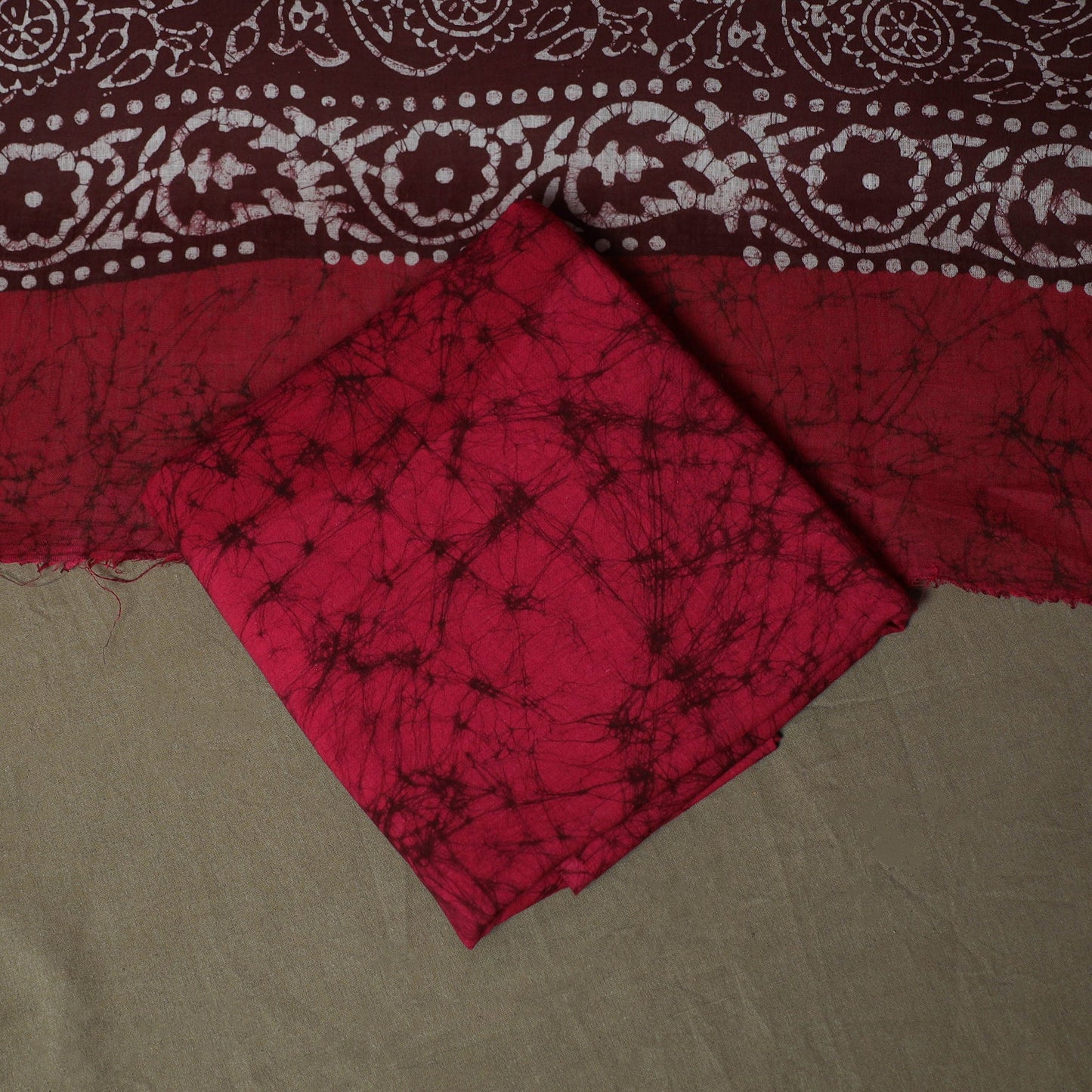 Hand batik cotton 3pc unstitched dress material 37