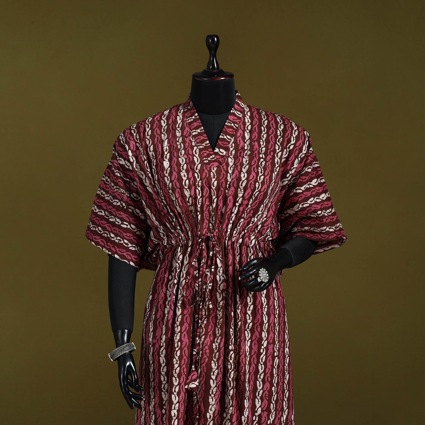 Hand batik cotton long kaftan 07 - handcrafted